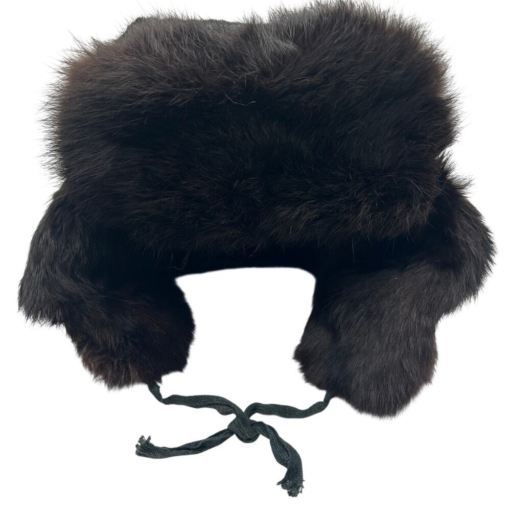 Vintage USSR Soviet Ushanka Genuine Fur Ear Flap Trapper Hat Quilted Size 54.5